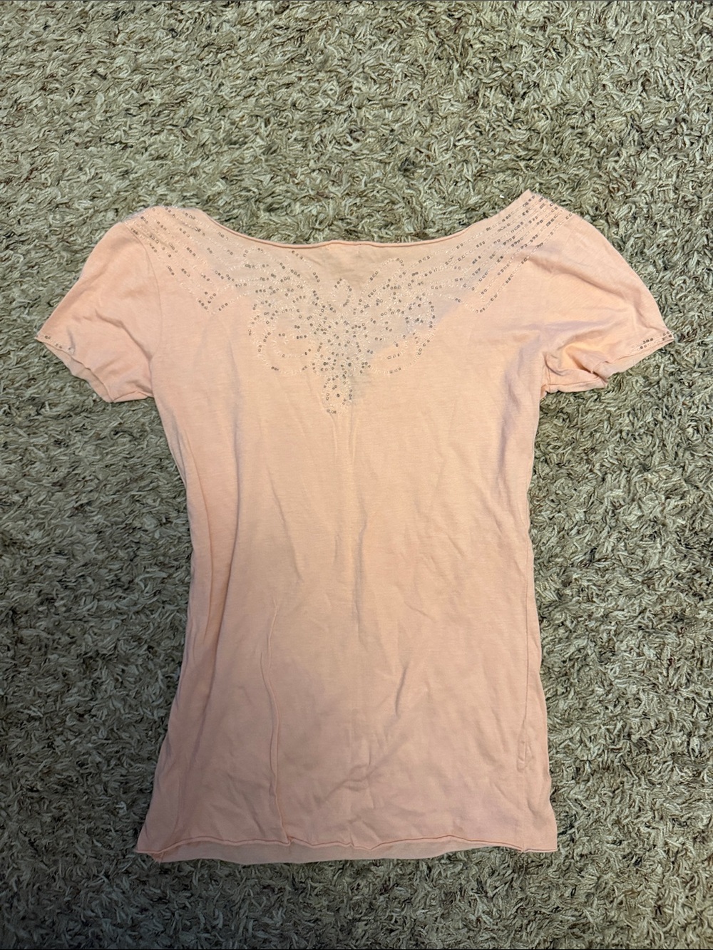 Ruehl No.925 Soft Pink Scoop Neck Tee with Beading
